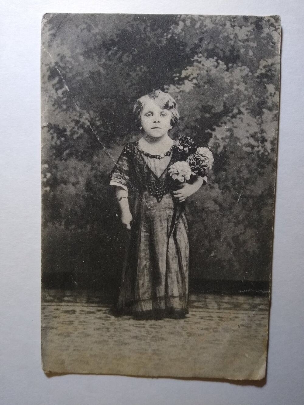 Vintage RPPC Young Girl Portrait with Flowers Albertype Postcard c1910s